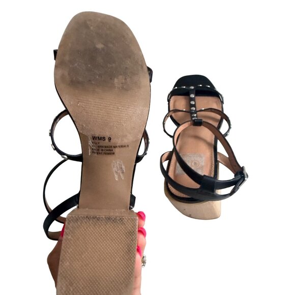 DOLCE VITA Black Studded Sandals Heels Size 9 - Picture 4 of 8